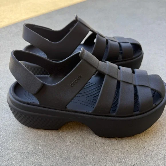 CROCS Dark Gray Platform Sandals - Picture 3 of 15